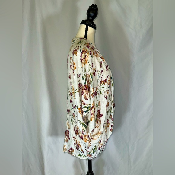 Style Rack LA • Women’s Open Kimono Shacket White Floral Dolman Batwing Sz. Sm - Picture 7 of 11